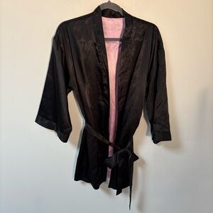 Reversible Elegant Black & Pink Women's Kimono Robe Large